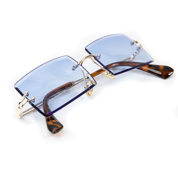 Sky Blue Tint Buffs Rimless Sunglasses - Picture 2 of 4